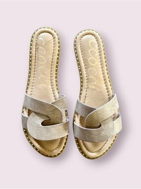 CCOCCI Taupe Twist Slide Sandals,